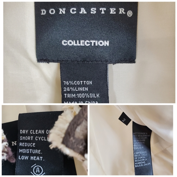 DONCASTER Silk Linen Jacket Sz 2 XS Tweed Ruffle Chiffon 3/4 Sleeve Boutique - Picture 10 of 13